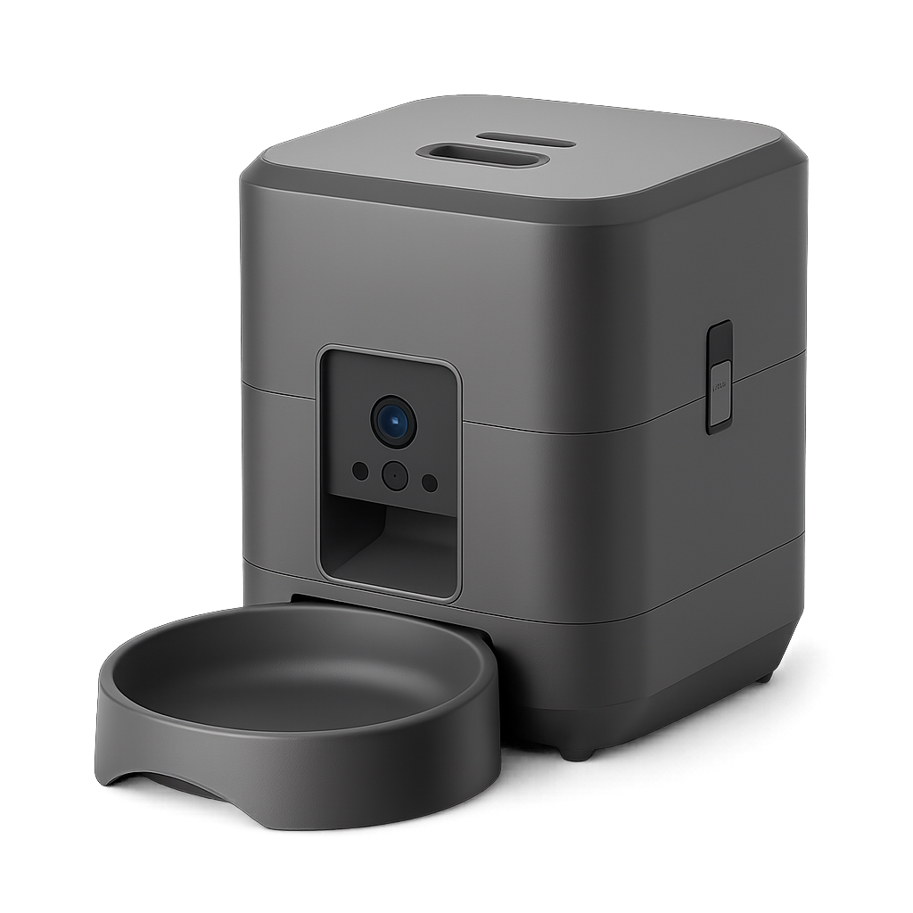 Caméra HD 360° + distributeur de friandises connecté — Camo™ — Noir — front-three-quarter