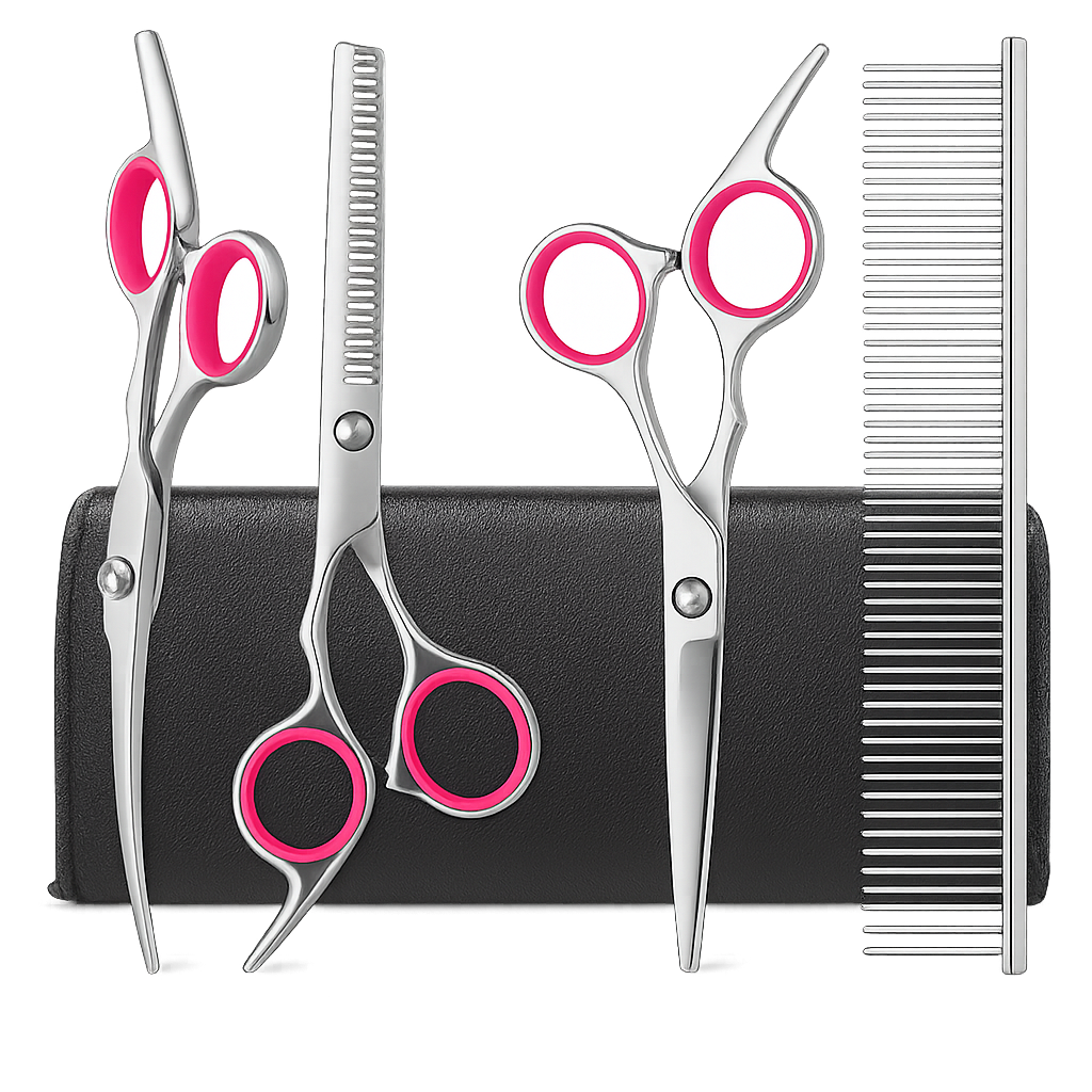 4pcs Pet Safe Scissors - Ambidextrous Stainless Steel Dog Grooming Shears with Safe, Round Head for Precision Trimming — 4PCS