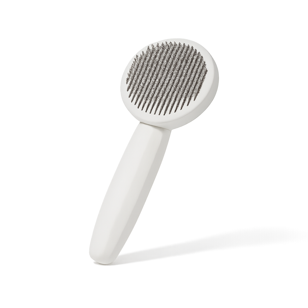 Brosse auto-nettoyante pour chat — Luna™ — Blanc — front-three-quarter