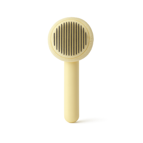 Brosse auto-nettoyante pour chat — Luna™ — Jaune — front-three-quarter