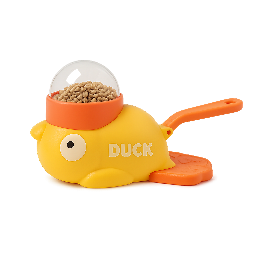 Distributeur de friandises interactif canard — Quacky™ — front-three-quarter
