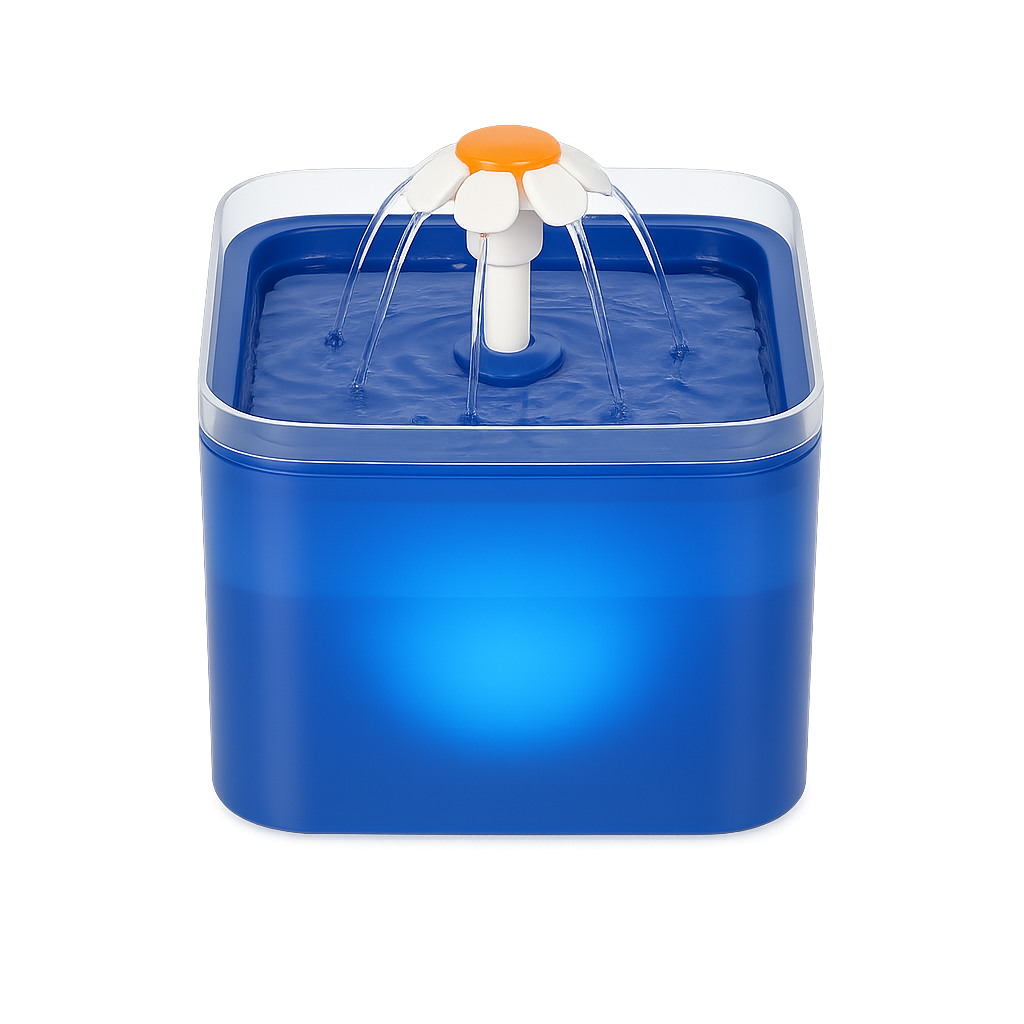 Fontaine à eau LED 2L avec filtration — Aqualy™ — blue — front-three-quarter