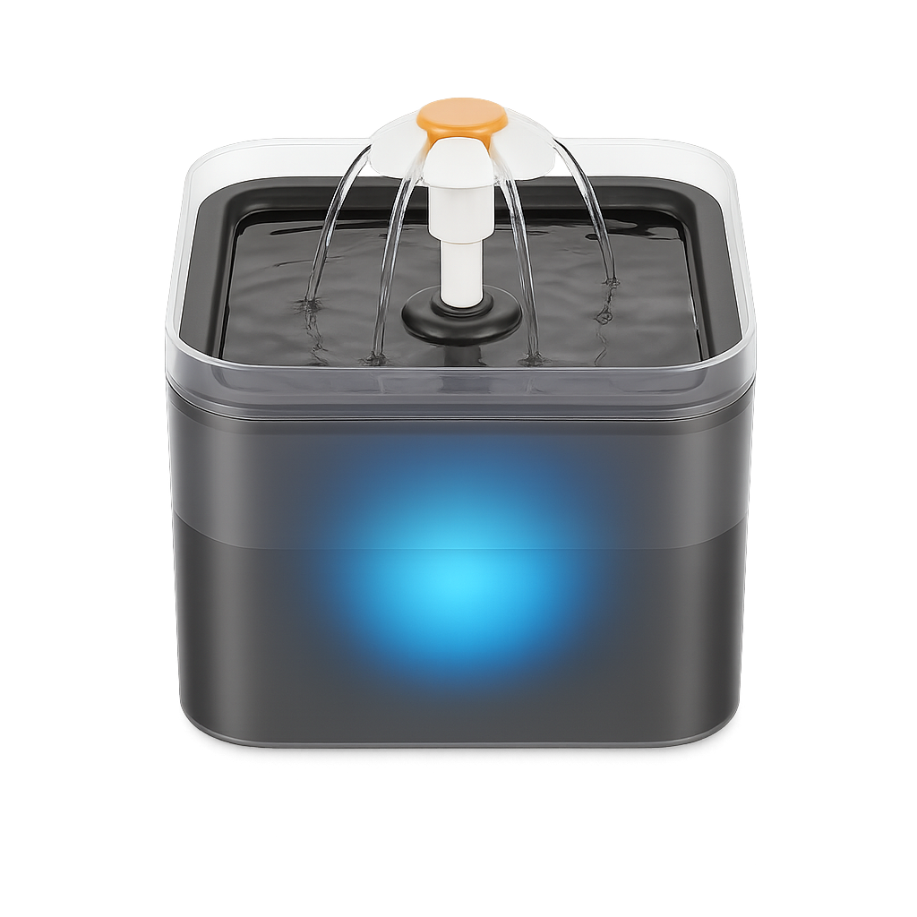 Fontaine à eau LED 2L avec filtration — Aqualy™ — grey — front-three-quarter
