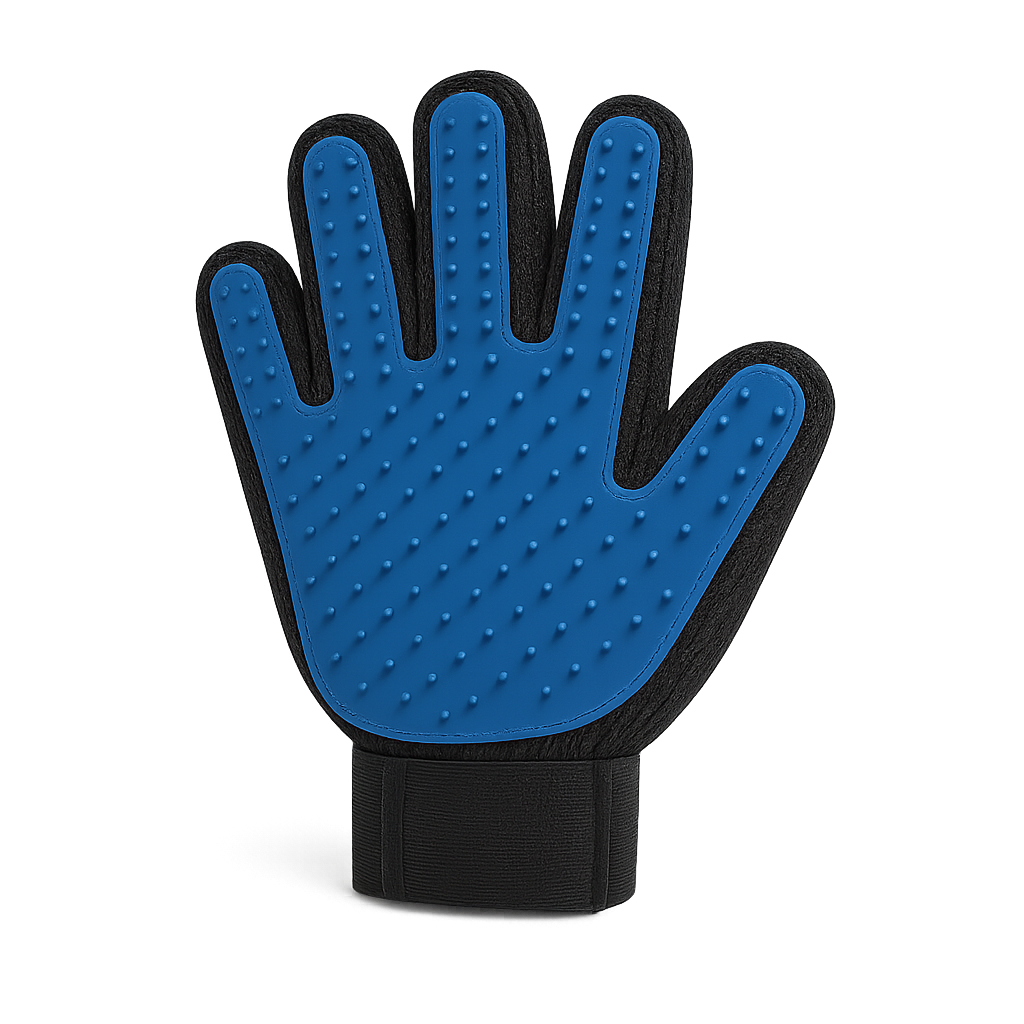 Gant de toilettage en silicone — Pawsky™ — Main droite - Bleu — front-three-quarter
