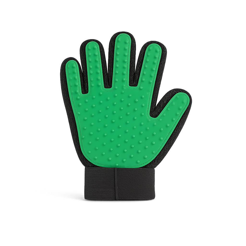 Gant de toilettage en silicone — Pawsky™ — Main droite - Vert — front-three-quarter
