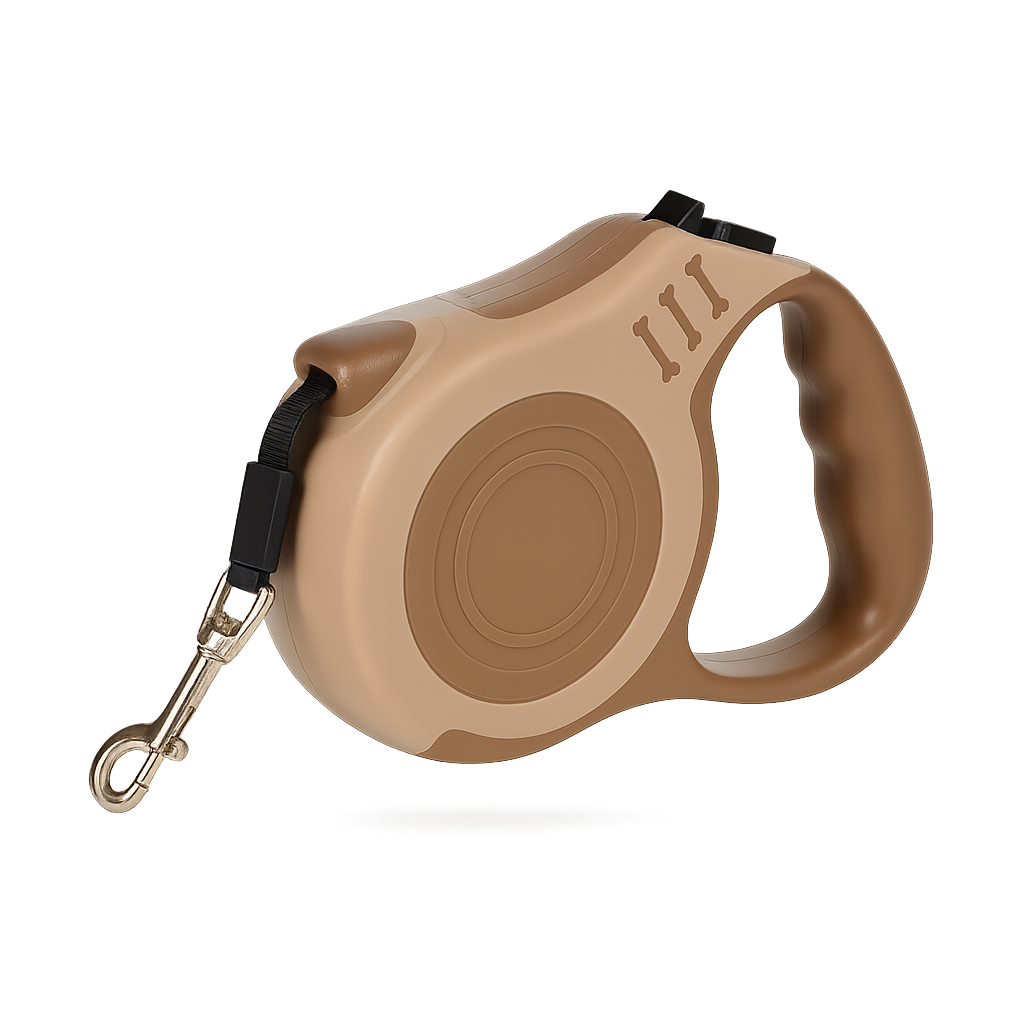 Laisse rétractable 3m / 5m nylon — Spooly™ — Khaki — front-three-quarter