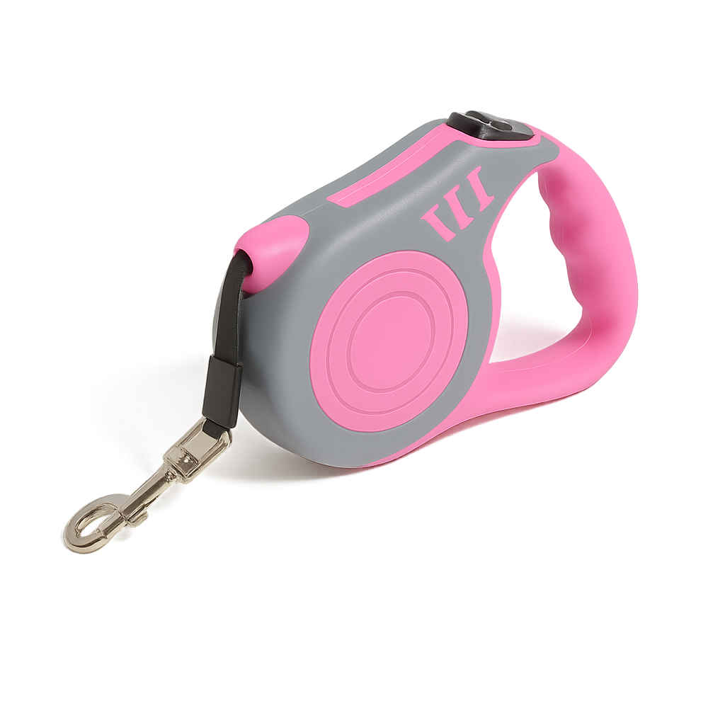Laisse rétractable 3m / 5m nylon — Spooly™ — Rose Gray — front-three-quarter