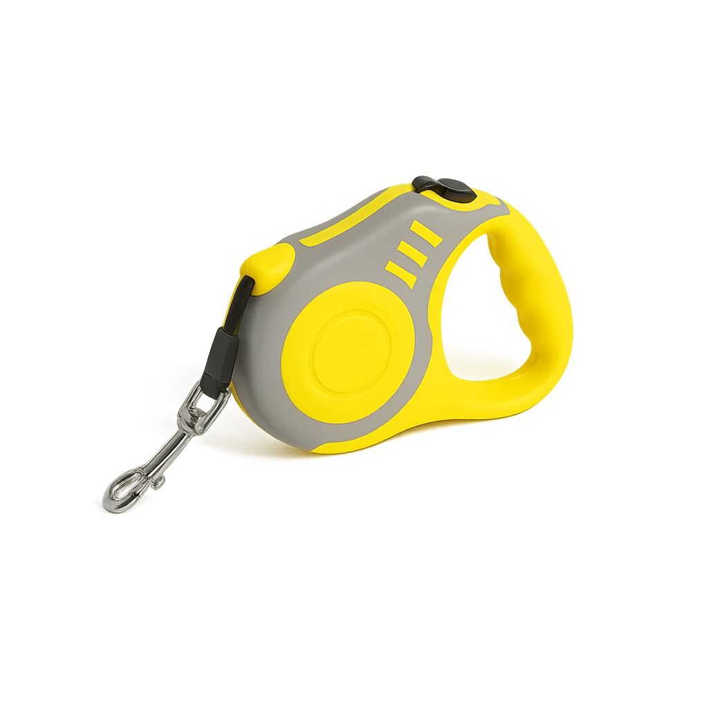 Laisse rétractable 3m / 5m nylon — Spooly™ — Yellow Gray — front-three-quarter