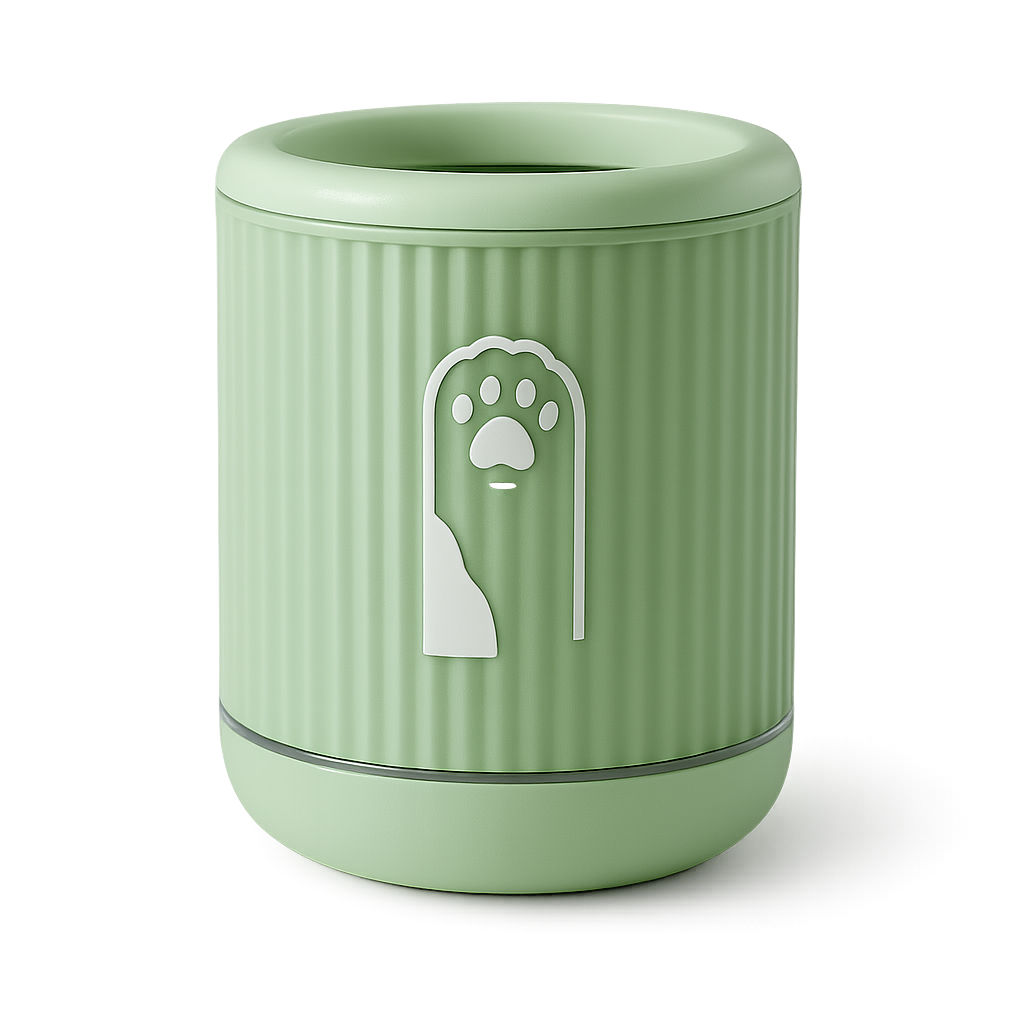 Lave-pattes portable pour chien — Pawcup™ — Vert · L — front-three-quarter