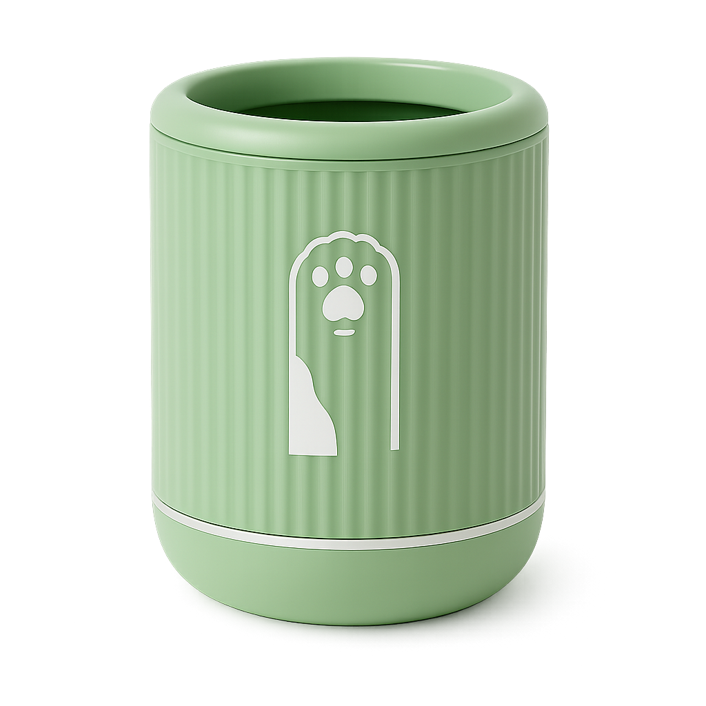 Lave-pattes portable pour chien — Pawcup™ — Vert · M — front-three-quarter