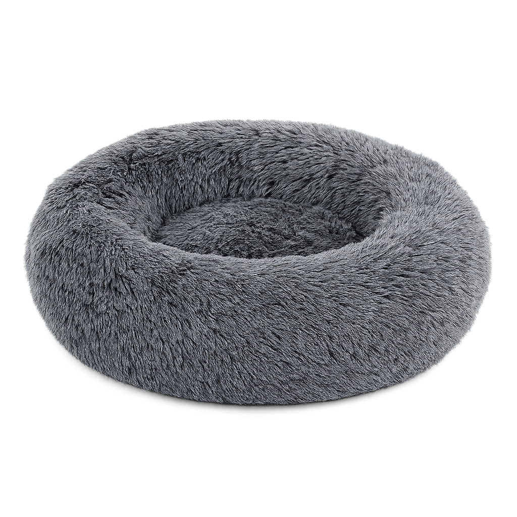Lit rond moelleux pour chien et chat — Cocoony™ — Gris foncé — front-three-quarter