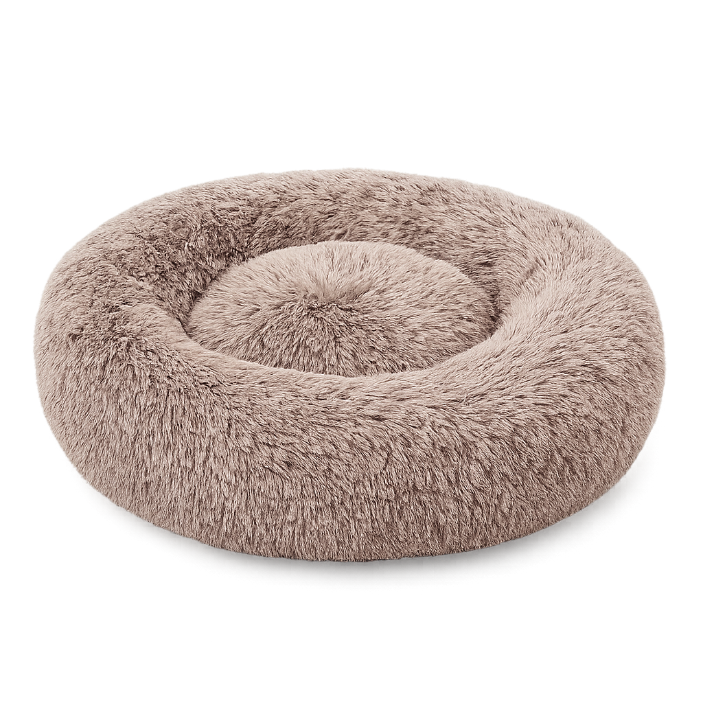 Lit rond moelleux pour chien et chat — Cocoony™ — Kaki — front-three-quarter