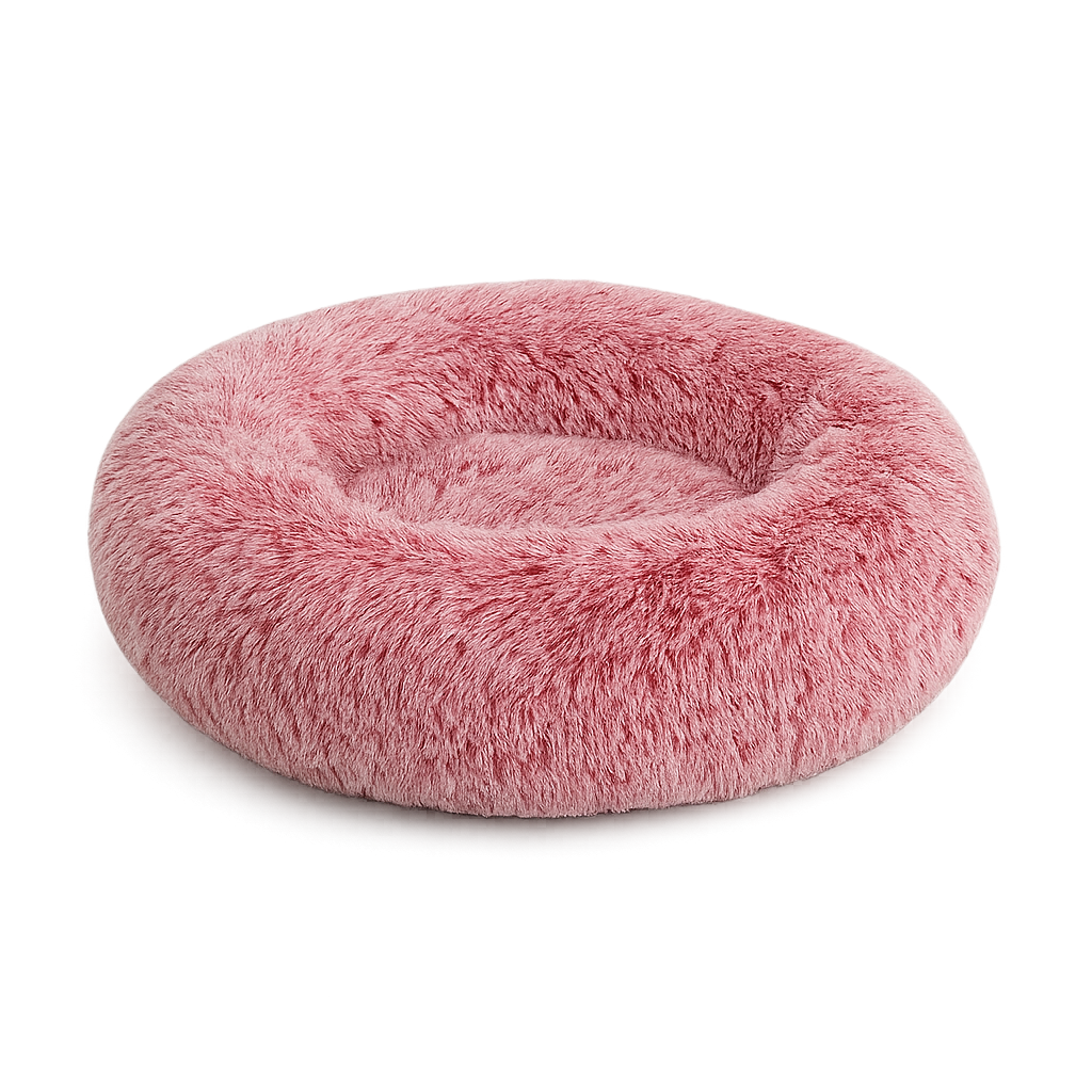 Lit rond moelleux pour chien et chat — Cocoony™ — Rose poudré — front-three-quarter