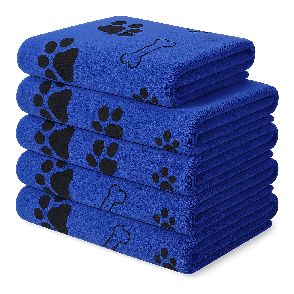 Serviette absorbante microfibre pour chien — Drypaw™ — Bleu marine — top-down