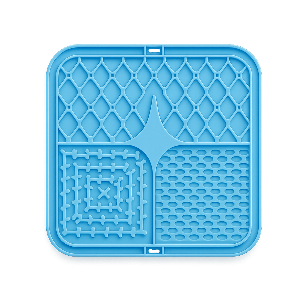 Tapis de léchage anti-stress en silicone — Lickly™ — Bleu — top-down