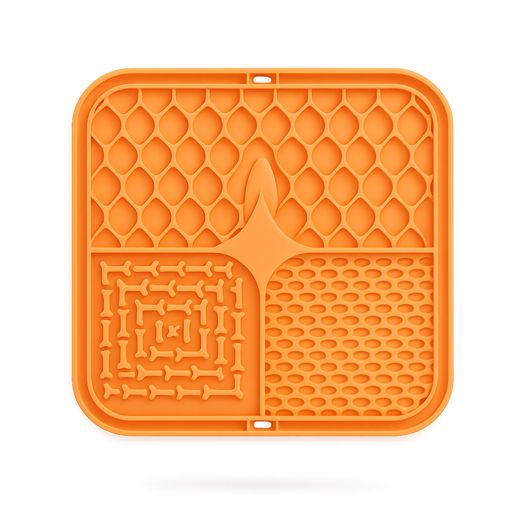 Tapis de léchage anti-stress en silicone — Lickly™ — Orange — top-down